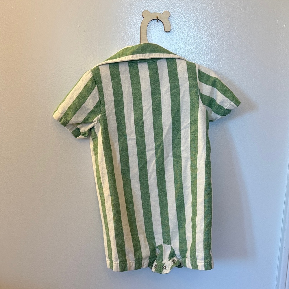 Hanna Andersson Green and White Striped Button Down Shirt - Picture 3 of 5